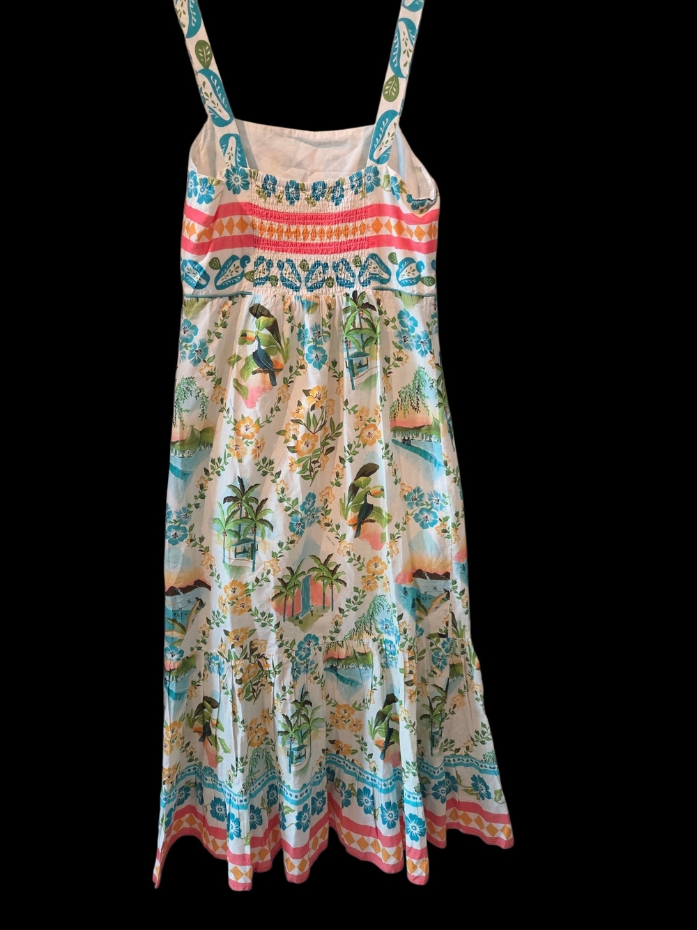 FARM Rio Multicolor Tropical Midi Dress - White, Blue, Pink, Green Midi Dress M - Picture 3 of 5